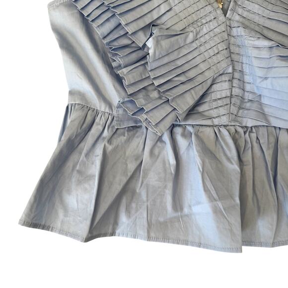 NWOT En Saison Light Blue Poplin Blouse Women's Size Medium - Picture 3 of 5